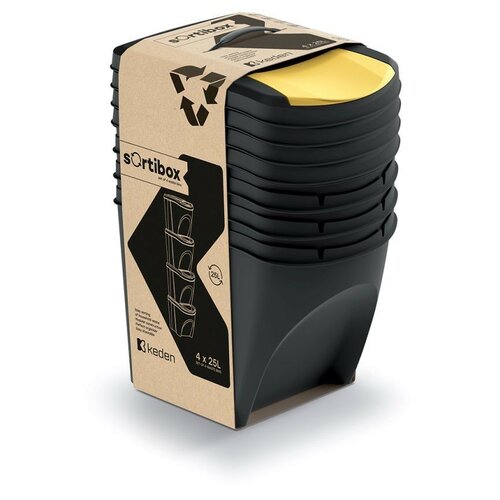 Sortibox szelektív hulladékgyűjtő 25 L , 4 db, fekete termék 2. képe
