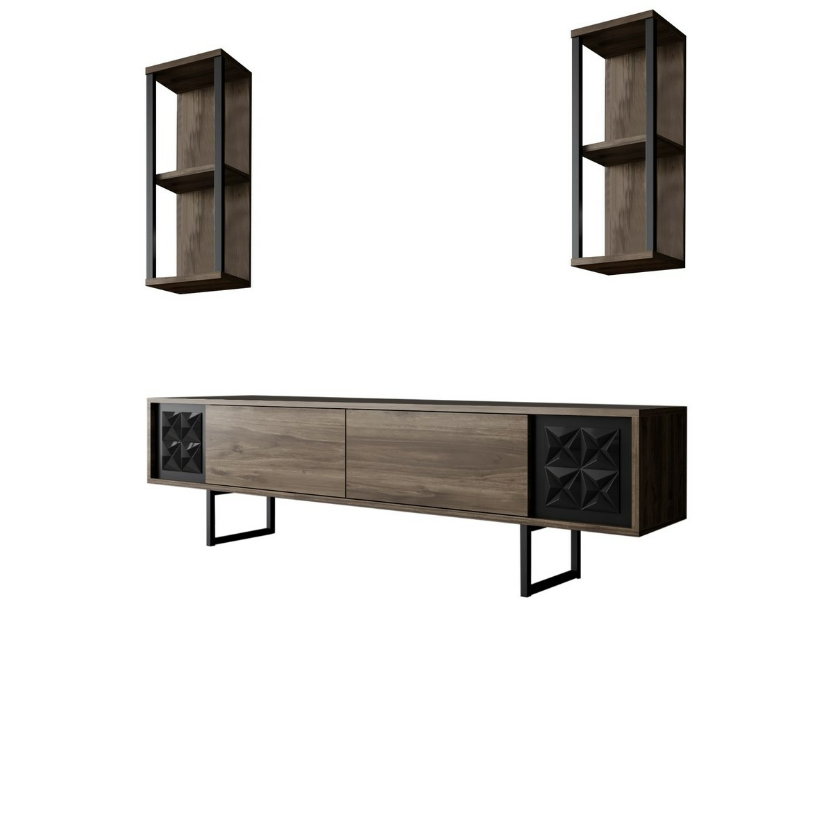 Televízny stolík s policami Line Walnut and Black