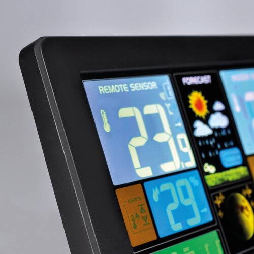 Solight TE81 Wetterstation mit extra großem  Farb-LCD-Display, Schwarz