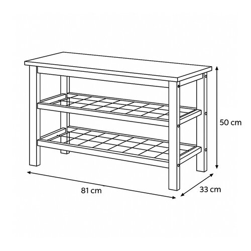 Skrinka na topánky s 2 policami, čierna