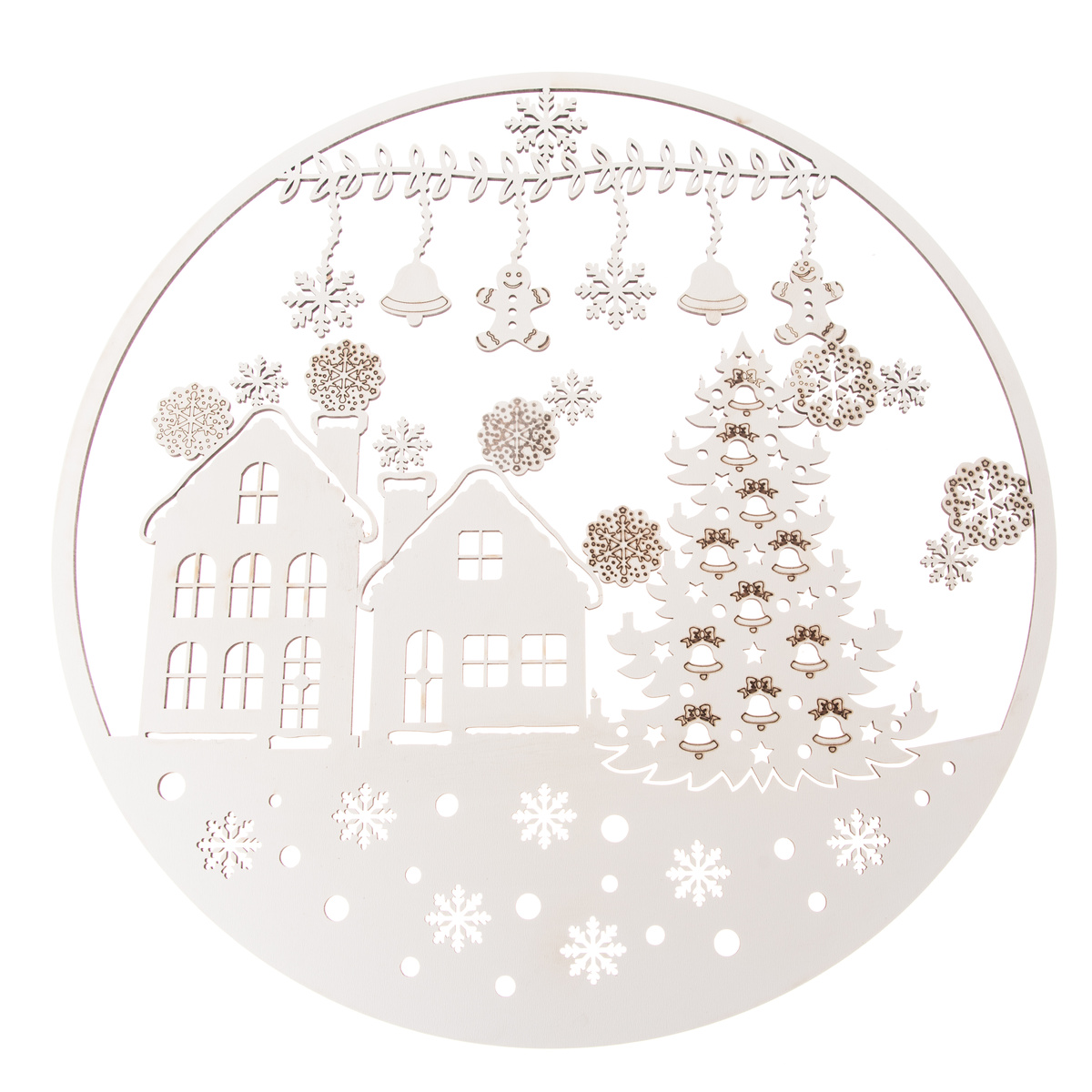 Dřevěná vánoční dekorace na stěnu Perníček, 37 cm