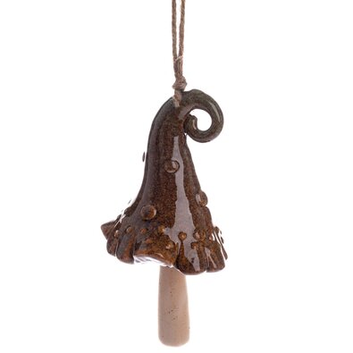 Kerámia csengő Kalap barna, 38 x 9 cm