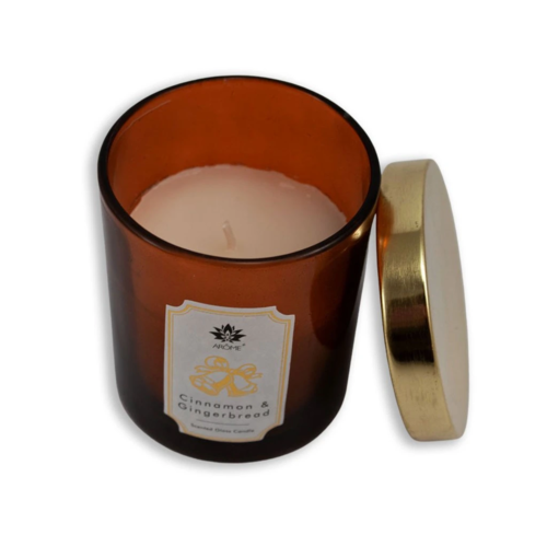 Arome Sveča v barvnem steklu s pokrovčkom, Cinnamon & Gingerbread, 125 g