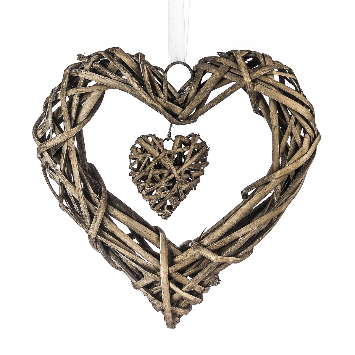 StarDeco Závesná dekorácia Prútené srdce hnedá, 25 cm