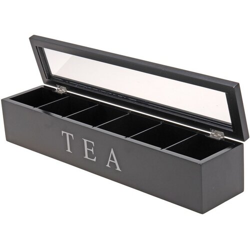 Box na čajové sáčky 43 x 9 x 8,7 cm, černá