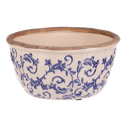 Ceramiczna osłonka na doniczkę w stylu retro, 21 x 11 cm