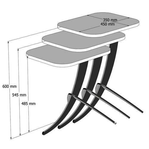 Odkladací stolík Pion Black Marble, 3 ks