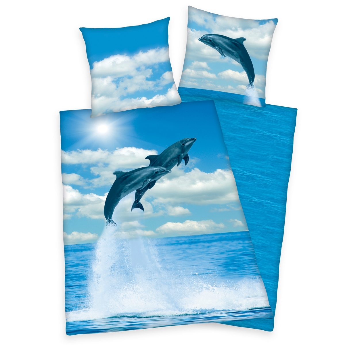 Herding Bavlnené obliečky Delfíny, 140 x 200 cm, 70 x 90 cm