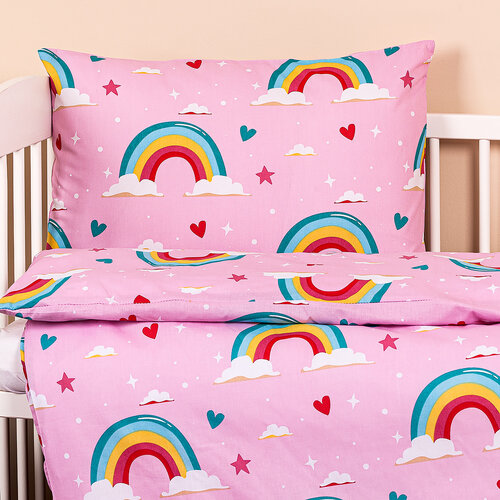 4Home Detské bavlnené obliečky do postieľky Rainbow, 100 x 135 cm, 40 x 60 cm