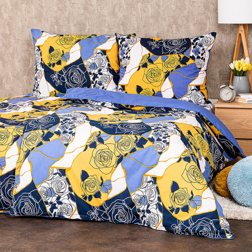 4Home Bombažno posteljnino Blue rose, 160 x 200cm, 70 x 80 cm