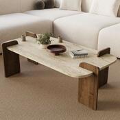 Konferenční stolek Asha Grand - Travertine, Walnut