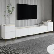 Televízny stolík so skrinkami Imej White Marble and Gold
