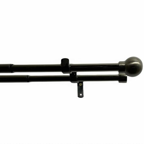 Golyó dupla karnis szett, széthúzható 16/19mm fekete nikkel, 120 - 230 cm, karikák nélkül.