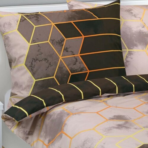 Bellatex Pościel bawełniana Plaster miodu brązowy, beżowy, 140 x 200, 70 x 90 cm