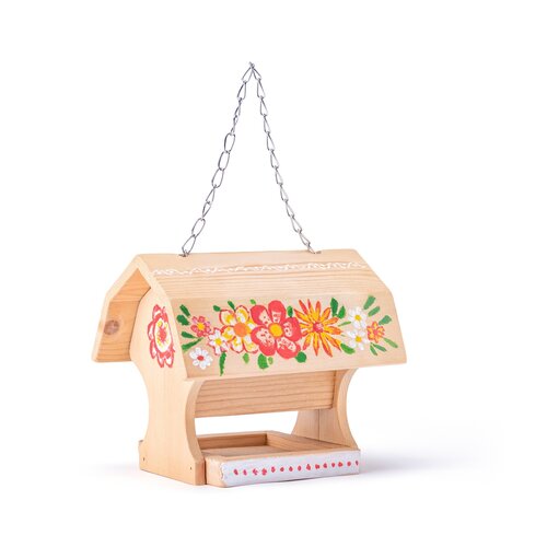 Woody hölzernes Vogelfutterhaus, 4 Farben und Pinsel, 19 x 13,5 x 16 cm