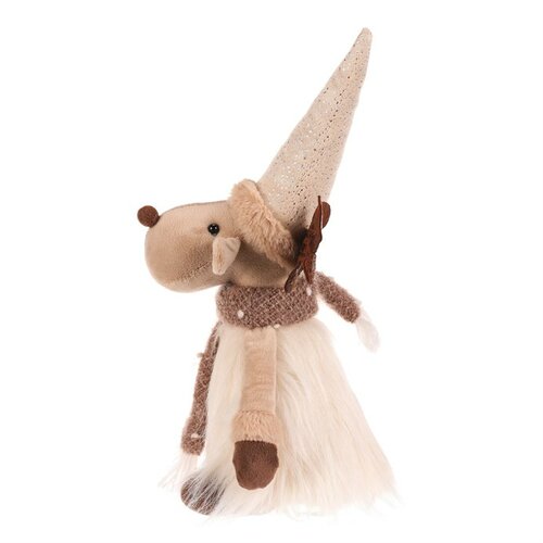 Різдвяна прикраса Олень, висота 32 см, сидячий, бежевий/коричневий
