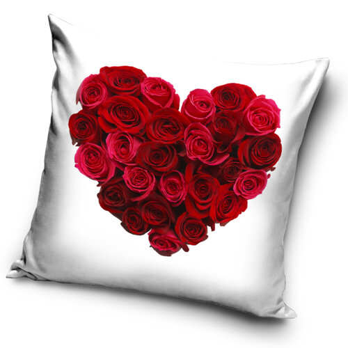 BedTex Polštářek Srdce z růží bílá, 40 x 40 cm
