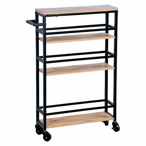 Kesper 27842 Szögletes polc kerekeken,bambusz/fém, 81 x 15 x 50 cm