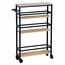 Kesper 27842 Nischenregal auf Rollen, Bambus/Metall, 81 x 15 x 50 cm