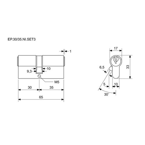 Richter EP.30/35.NI.SET3 набір будівельнихциліндрів 30+35 мм, 9 ключів