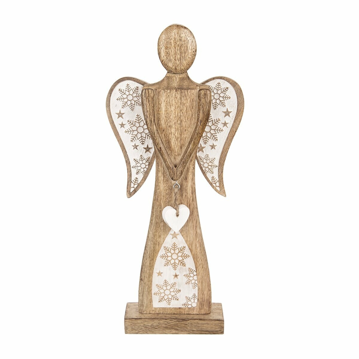 Decorațiune de Crăciun din lemn Orion Înger cuinimă , 45,5 cm