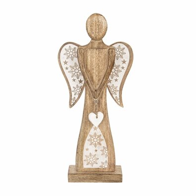 Decorațiune de Crăciun din lemn Orion Înger cuinimă , 45,5 cm