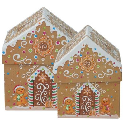 Set de cutii cadou de Crăciun Cookie Houses, 2bucăți, bej