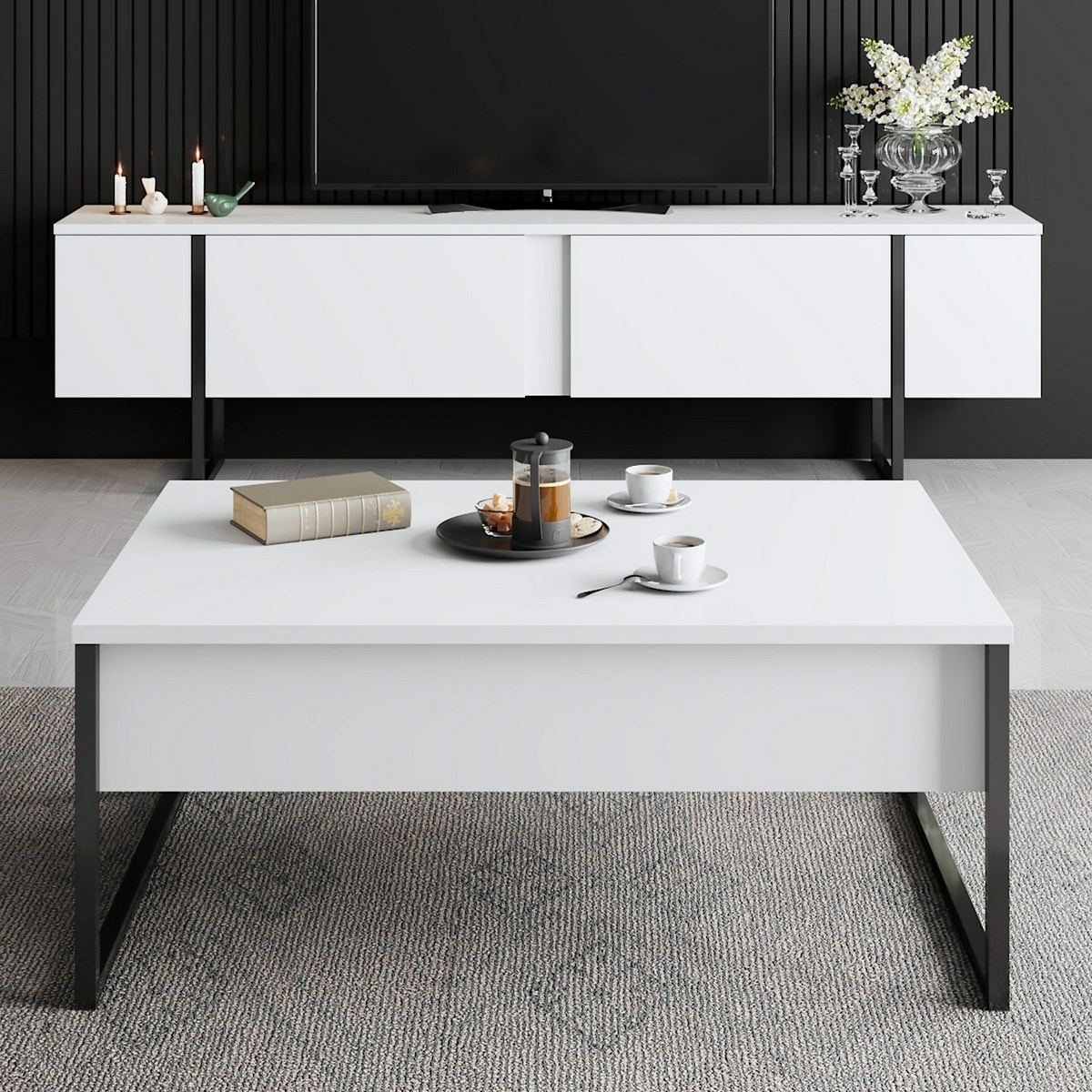 Konferenčný stolík Luxe White and Black
