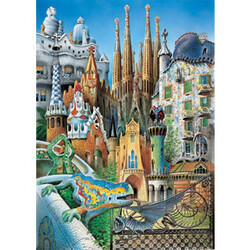 Puzzle miniatura Gaudí: Koláž, 1000 dílků