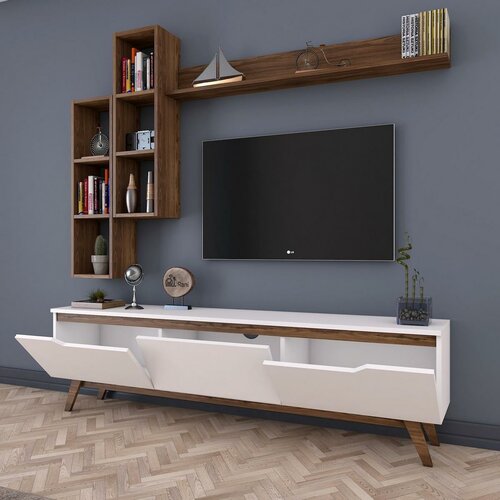 Mia Walnut and White TV fal