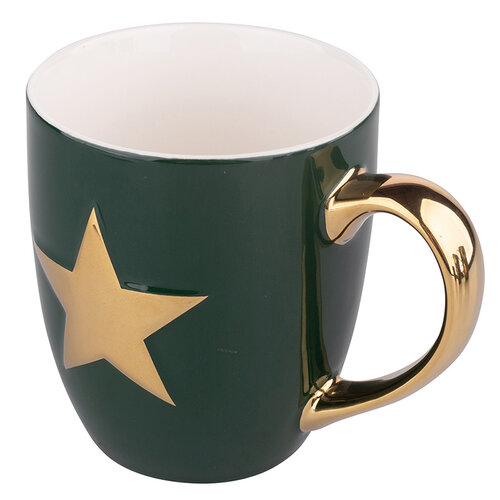 Altom Vianočný hrnček Zlatá hviezda, 350 ml, zelená