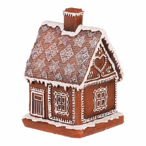 Vánoční dekorace Perníková chaloupka, polyresin, LED, hnědá
