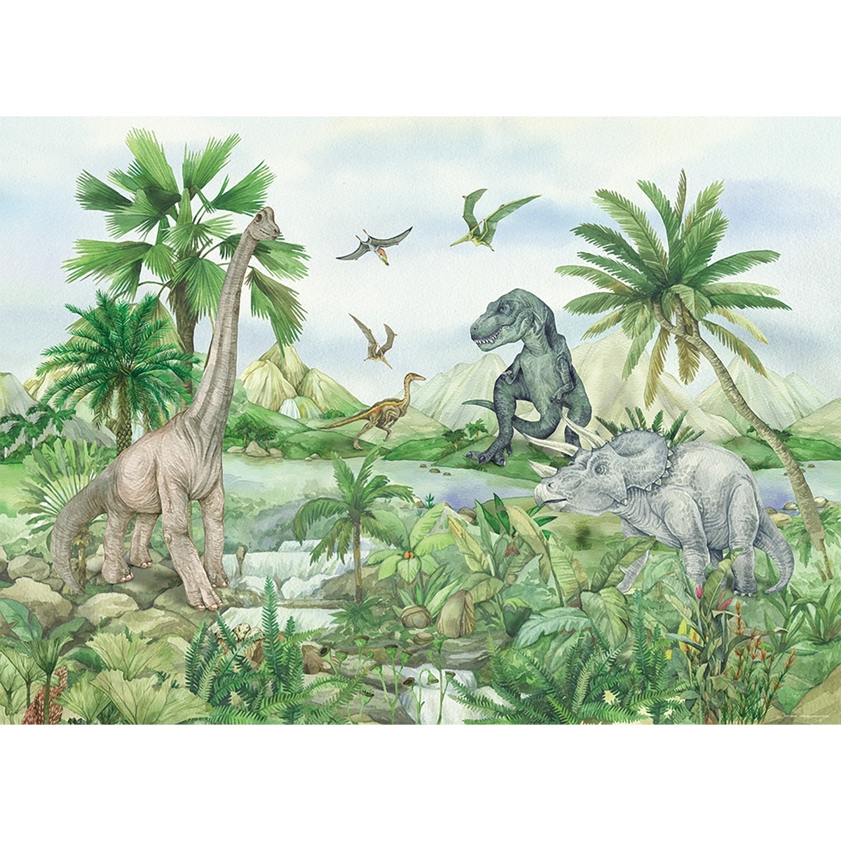 Dětská fototapeta Colourful Dino 252 x 182 cm, 4 díly