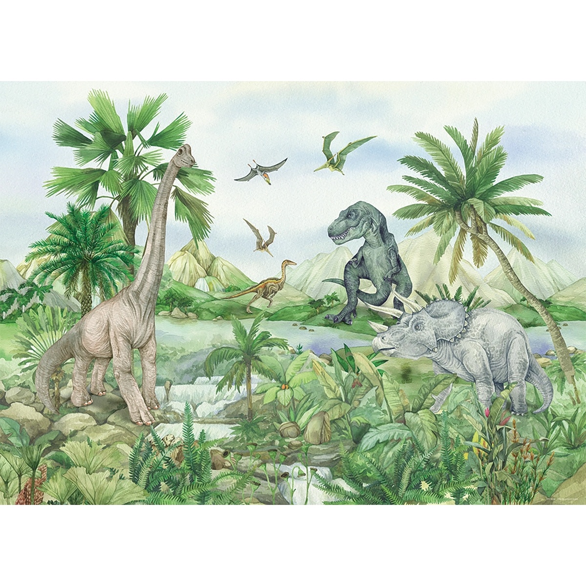 Gyermek fotótapéta Színes Dino 252 x 182 cm, 4részből áll.