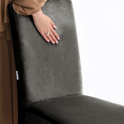 Restilo Napínací poťah na stoličku Sento tmavosivá, 48 x 48 x 58 + 10 cm, súprava 4 ks