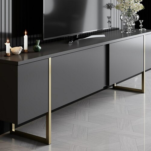 Luxe Anthracite and Gold TV-asztal