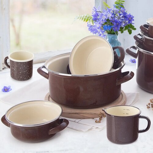 Orion Garnek emaliowany z rantem Brown, 0,65 l