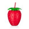 Sticlă de plastic cu pai Banquet STRAWBERRY, 880ml