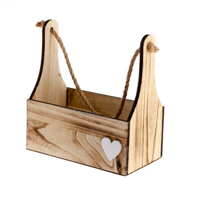 Drewniana skrzynka do zawieszenia Heart in wood, 27 x 34 x 15 cm