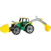 Tractor Lena, cu lamă și excavator, 65 cm, verde-galben