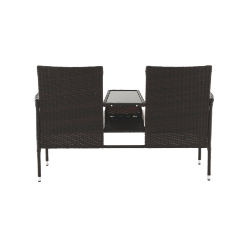 Gartenbank mit Tisch und Kissen, braun/cremefarben, LALIT