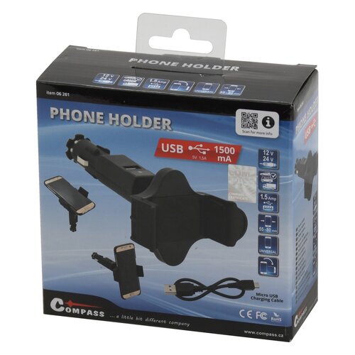 Suport pentru telefon Compass Socket, negru