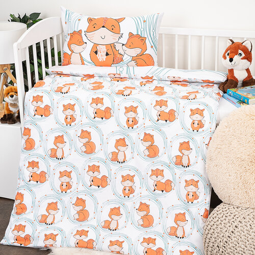 4Home Kinderbettwäsche aus Baumwolle Foxes , 100 x 135 cm, 40 x 60 cm