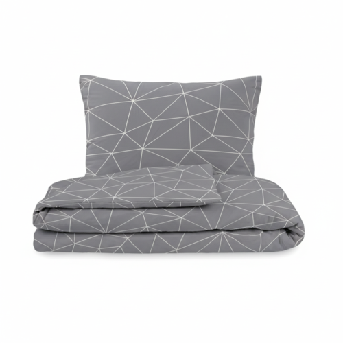 Kvalitex Baumwollbettwäsche Nordic Grid Grau, 220 x 200 cm, 2x 70 x 90 cm