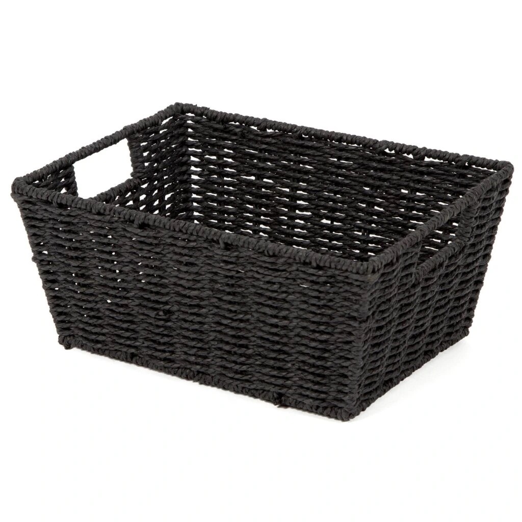 Compactor Ručne pletený košík ETNA, 31 x 24 x 14 cm, čierna