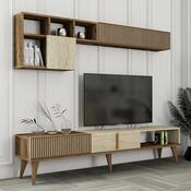 Televizní stěna Milan Walnut and Travertine
