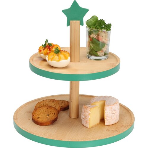 Bambusový etažér na cukroví 2 poschodia, zelená