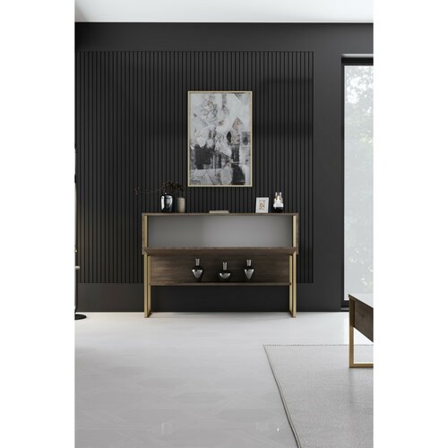 Konsole Luxe Walnuss und Gold