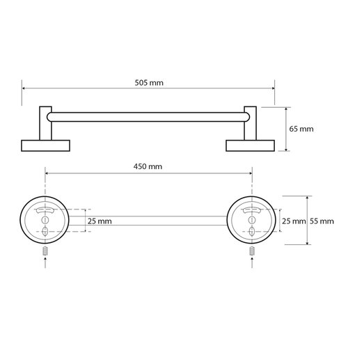 SAPHO XR408 X-Round E suport pentru prosoape 50 cm, argintiu