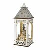 Drewniana latarnia z motywem świątecznym i oświetleniem LED, 11 x 29 cm, ciepła biel